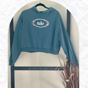 Medium Teal Nike Pullover Cropped Hoodie
